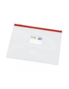 BOLSA ZIPPER Fº APAISADO PVC TRANSPARENTE CIERRE ROJO